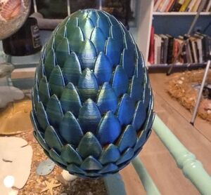 Decorative Blue-Green Pinecone Accent Or Egg 3D Home Printed - Home Art